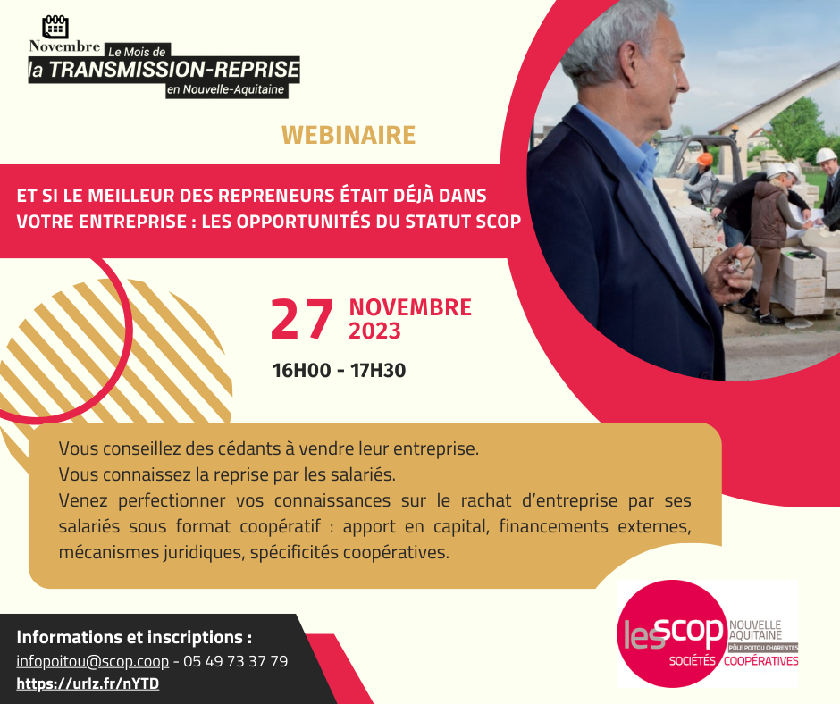 Vous conseillez des cédants à vendre leur entreprise. Vous connaissez la reprise par les salariés. Venez perfectionner vos connaissances sur le rachat d’entreprise par ses salariés sous format coopératif : apport en capital, financements externes, mécanismes juridiques, spécificités coopératives.